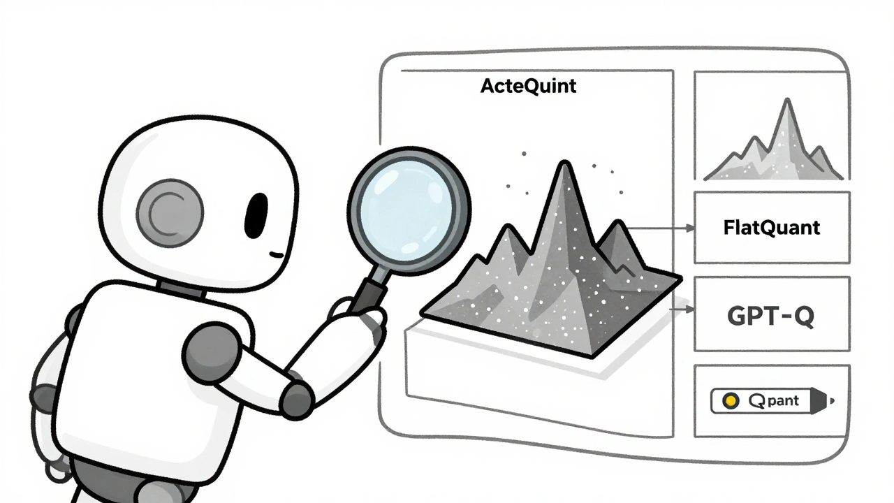 A robot using a magnifying glass to reveal and tame outlier spikes in a model.