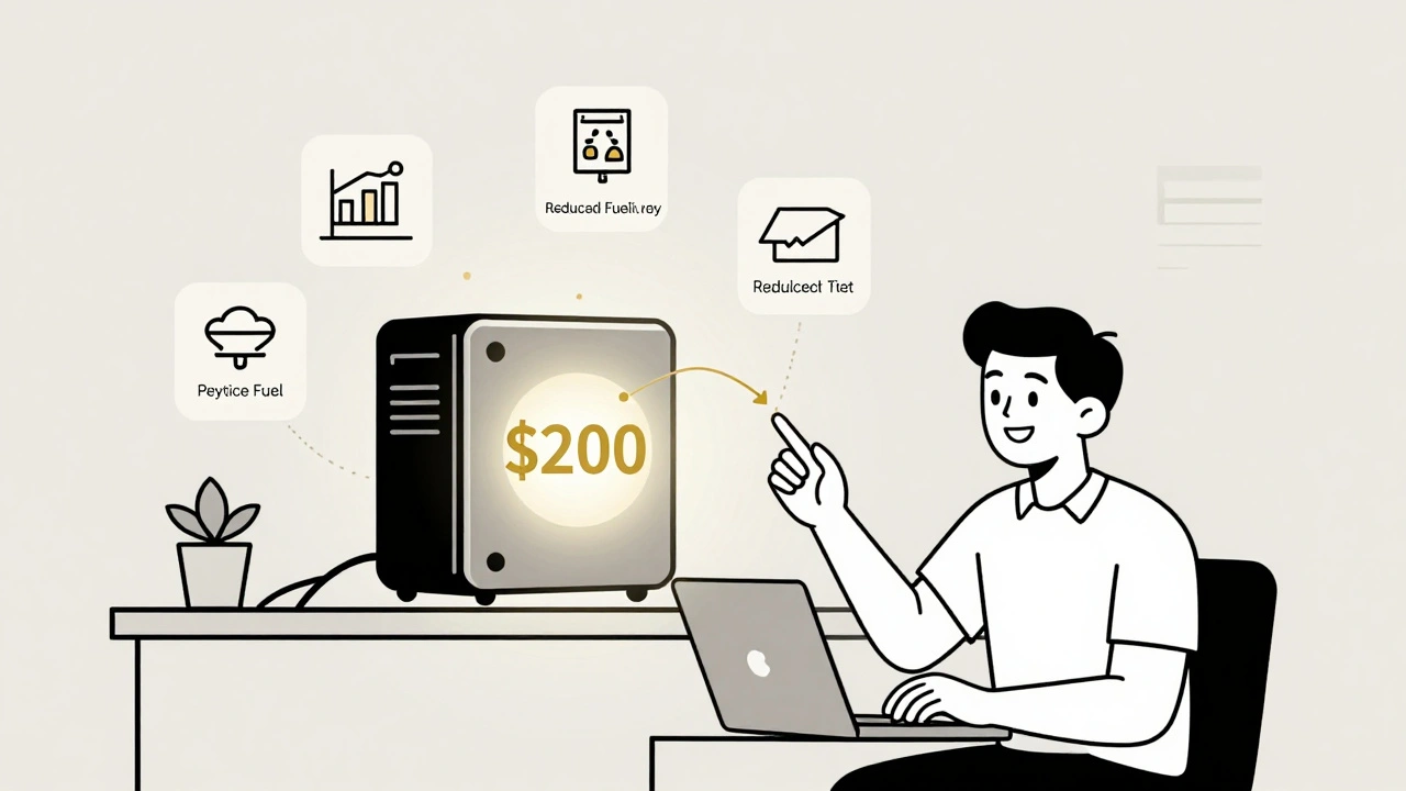 A startup’s low-cost AI server generating synthetic data and reducing delivery fuel costs, illustrated with clean monoline art.