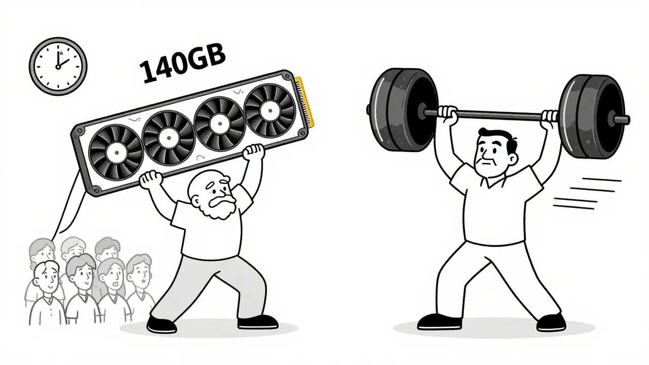 A100 struggling with large model weight vs. H100 effortlessly holding it