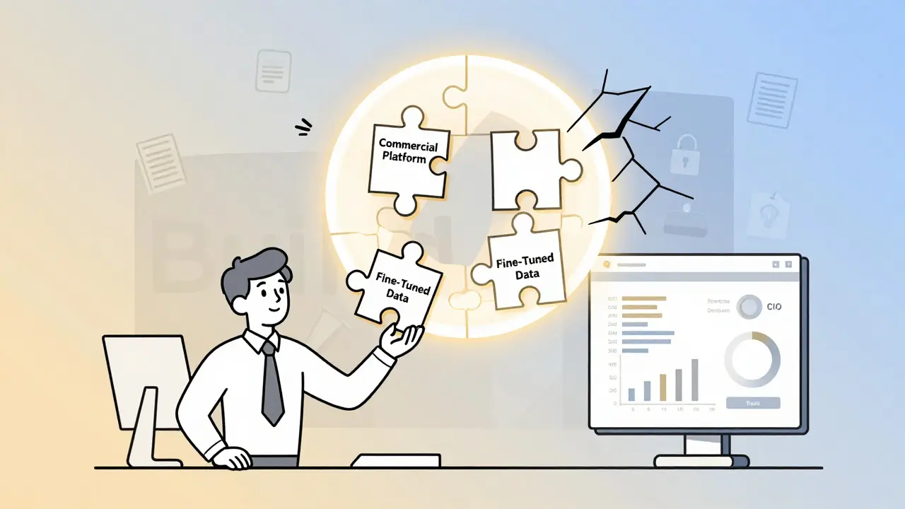 CIO assembling a hybrid AI solution with commercial platform, data, and team pieces