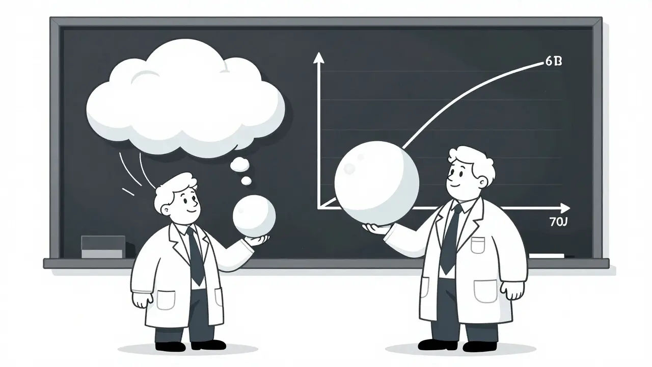 Two models compared: a small one with abundant data and a large one with sparse data, illustrated with clean monoline strokes and no fill.