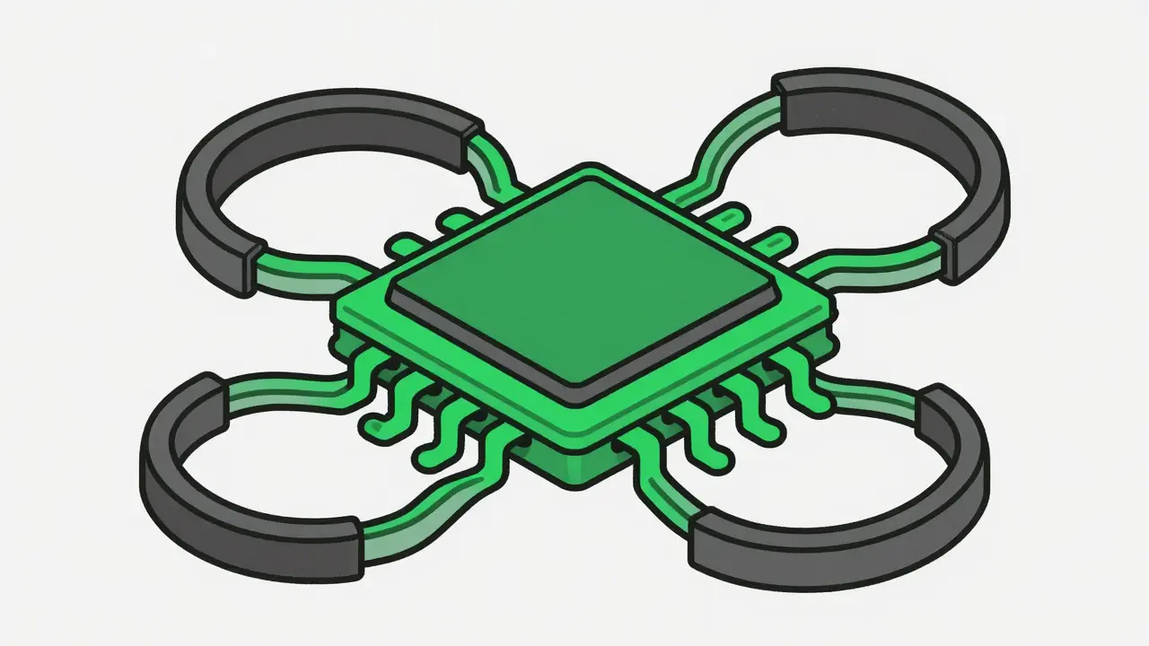 Circuit nodes wrapped in elastic bands resisting change