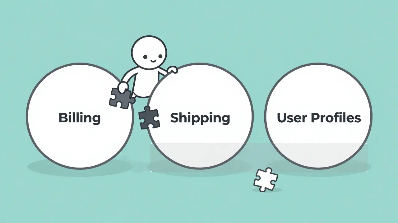 Monoline illustration of an AI agent organizing code into separate bounded context bubbles.