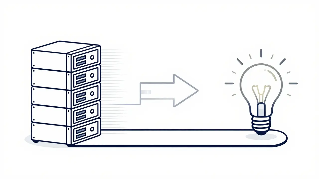 Illustration contrasting brute force computing with efficient AI scaling via data optimization