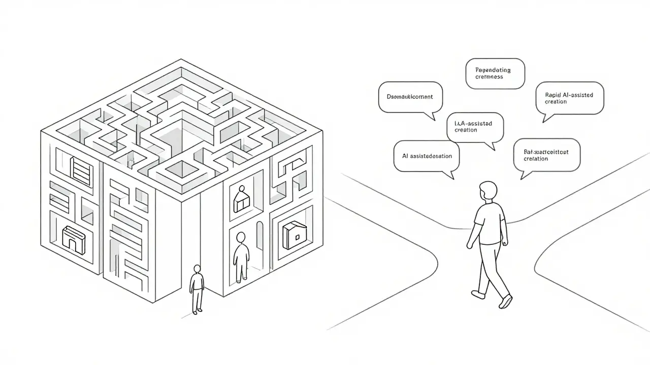 Comparison of traditional complex dev vs fast AI prototyping