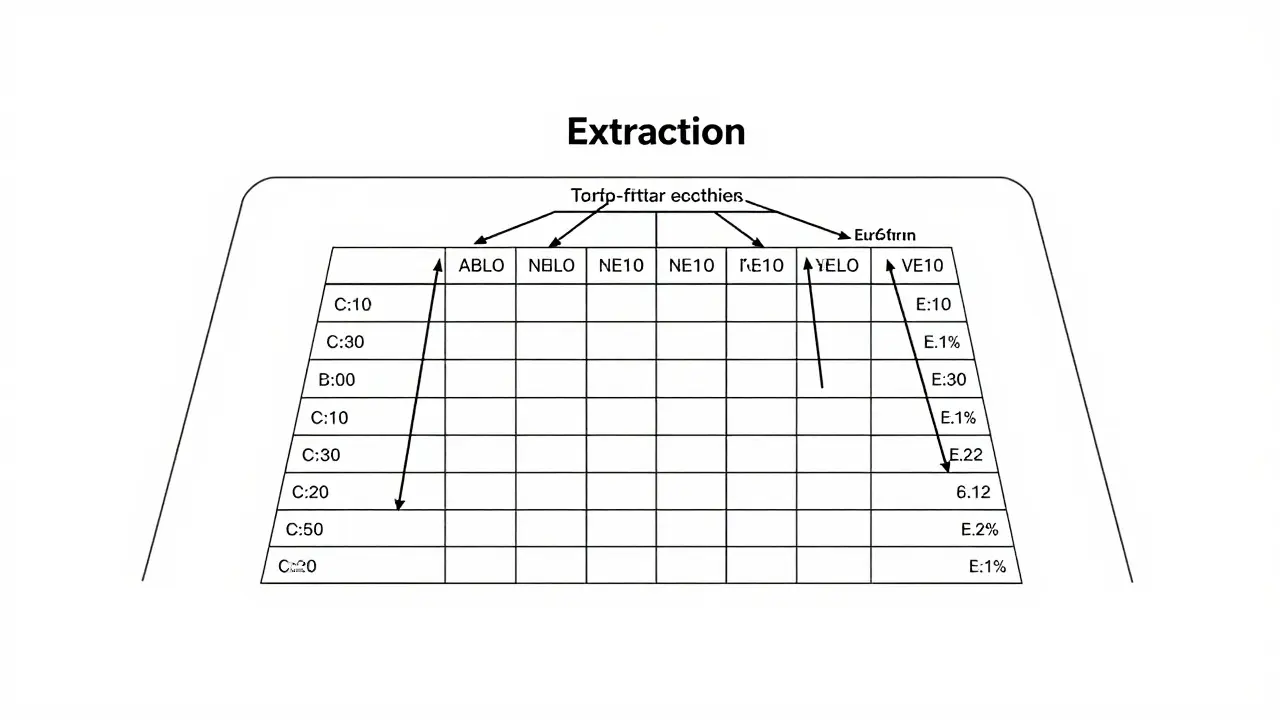 Monoline diagram illustrating table header flattening and cell value propagation