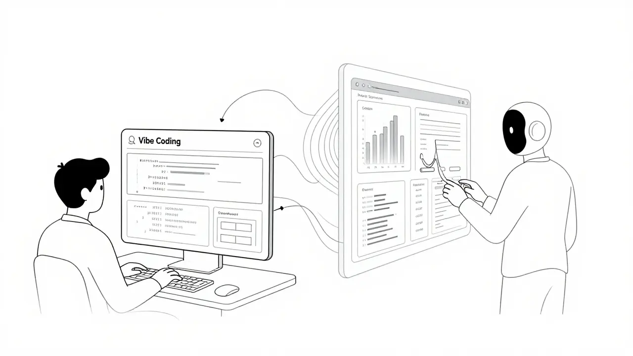 Person using natural language to instantly build an app via AI