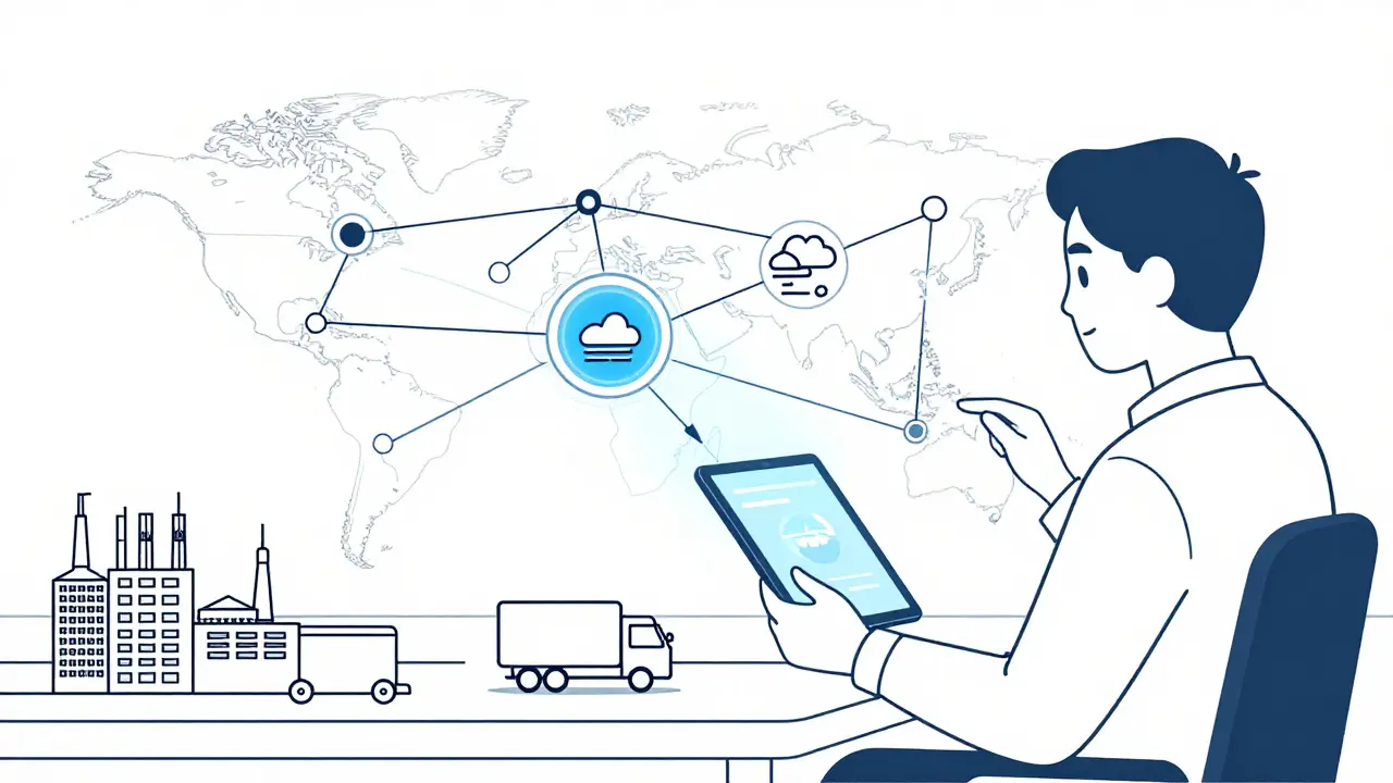 Planner using a digital twin simulation to test supply chain disruptions safely.
