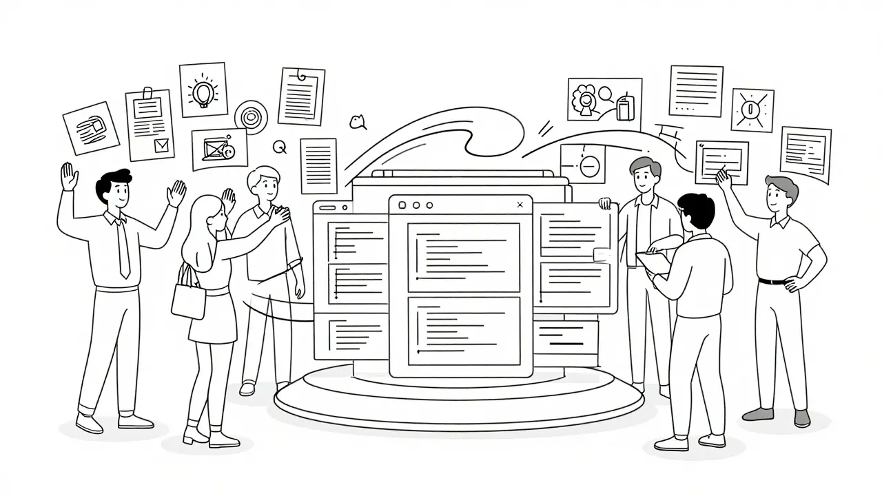Teams collaborating on hybrid MVP development process