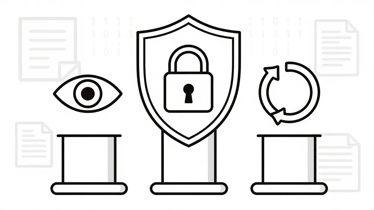Three pillars supporting a digital security shield
