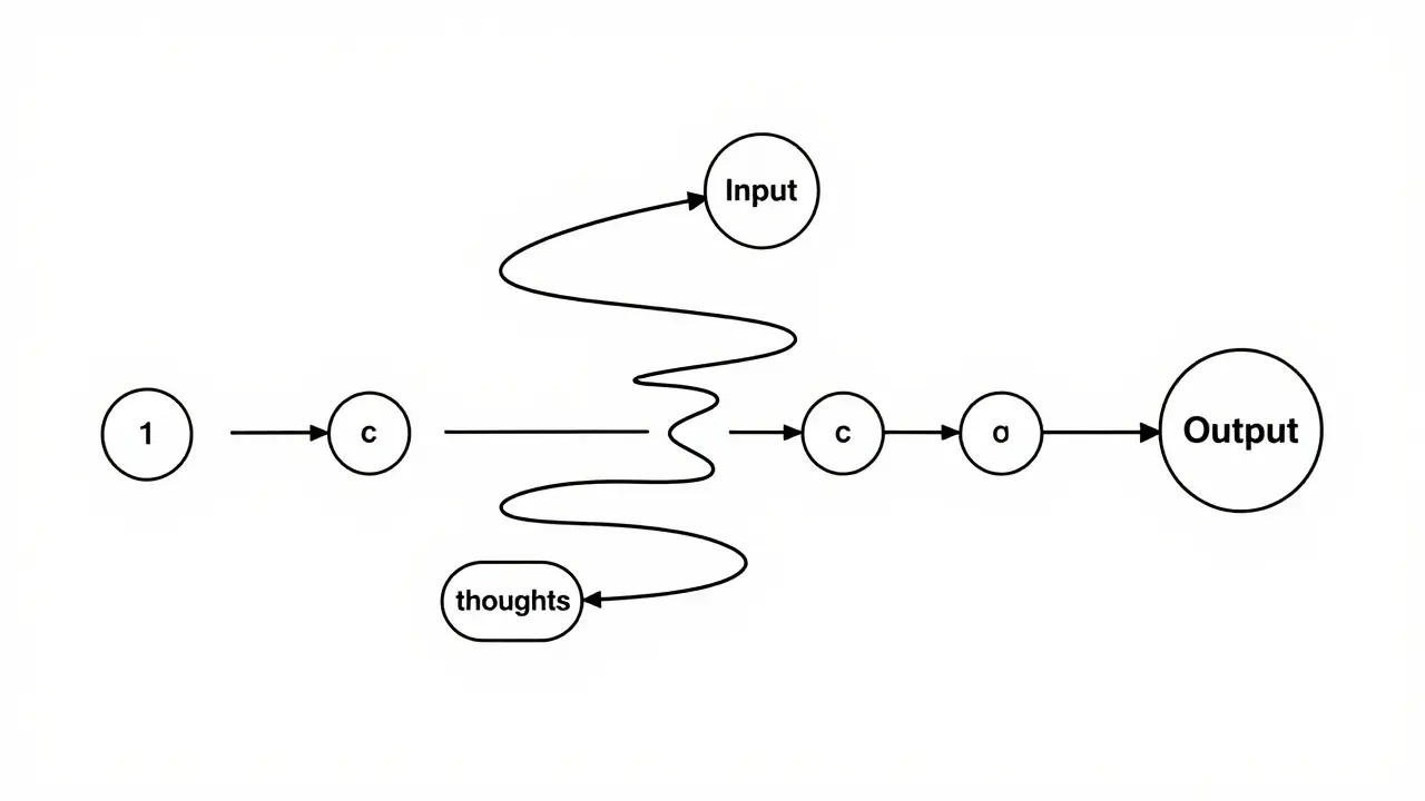 Abstract monoline diagram showing step-by-step logical reasoning