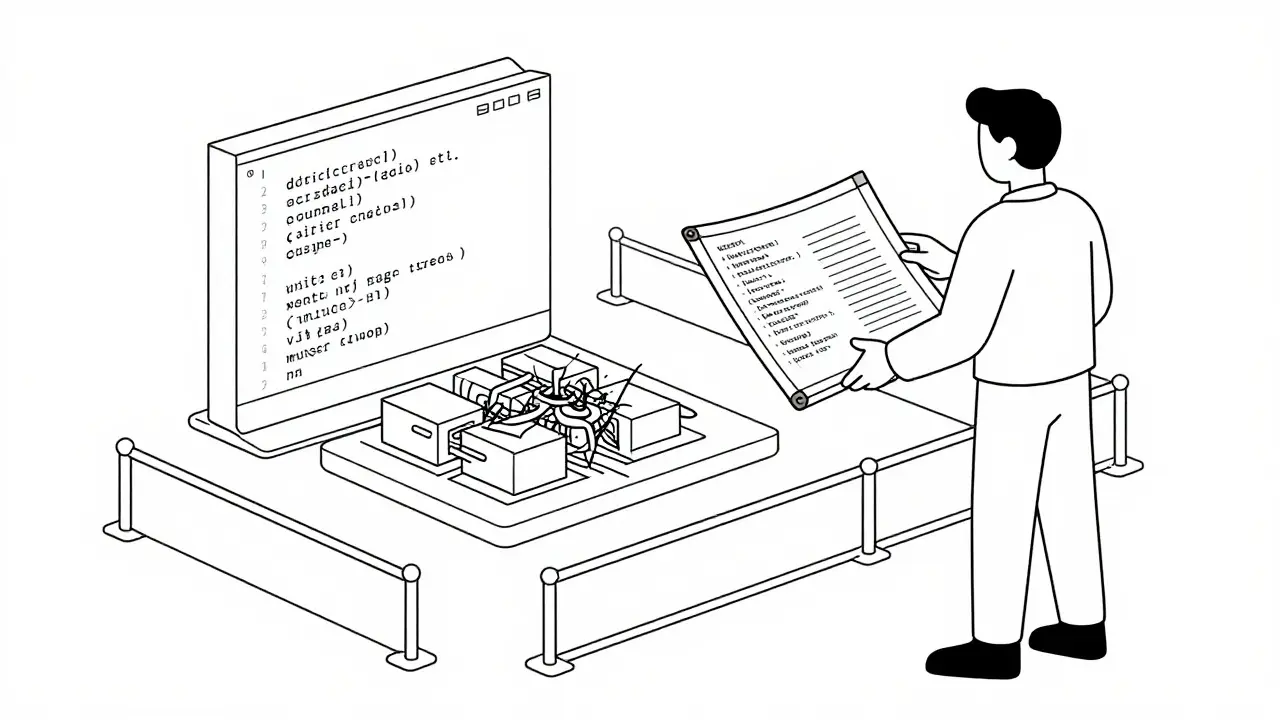Developer guiding AI with blueprints for controlled code generation