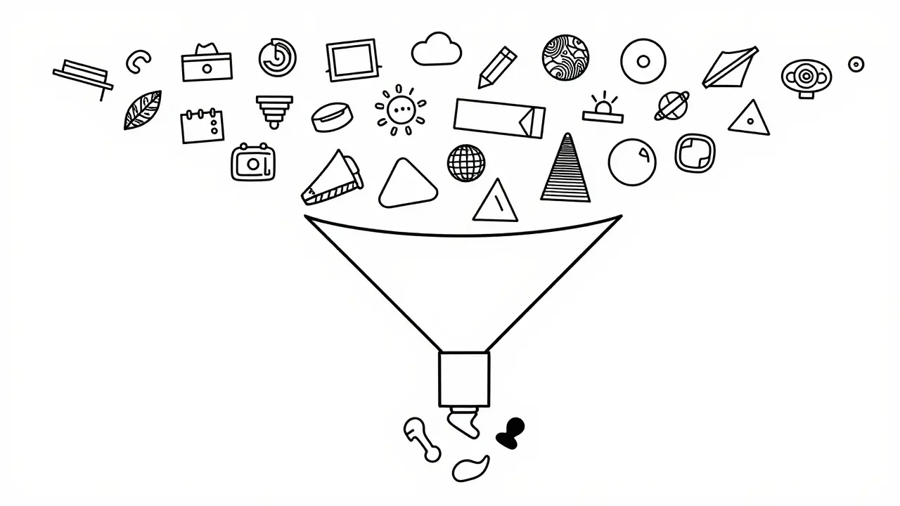 Funnel filtering data to show AI bias amplification