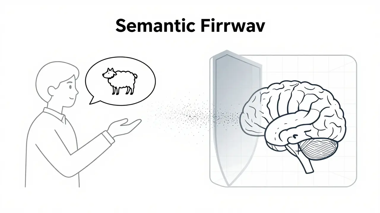 Illustration of a semantic firewall filtering bad prompts