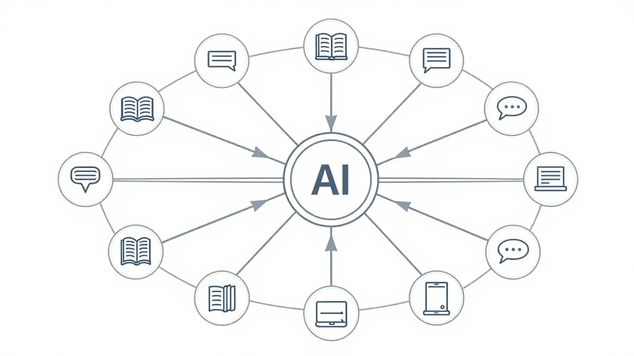 Abstract diagram of AI learning feedback loop
