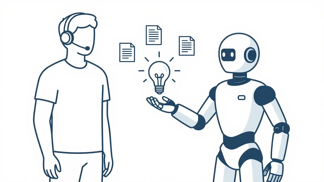 AI assistant helping human support agent with tools