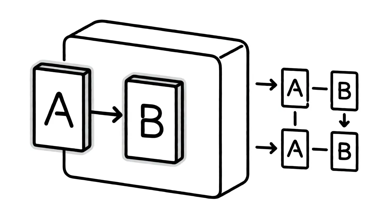 Exploded view diagram showing LoRA low-rank matrices merging into frozen weights.