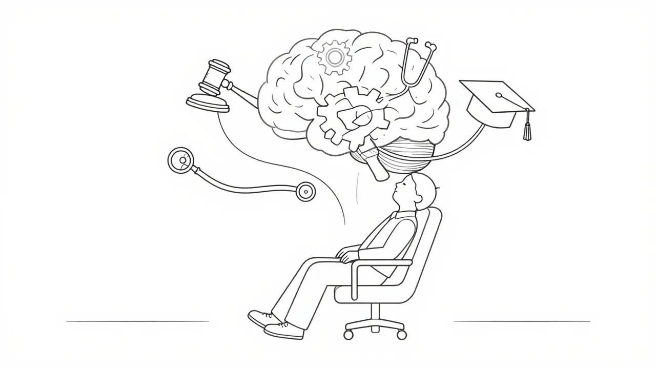 Human sleeping while relying on AI for professional tasks