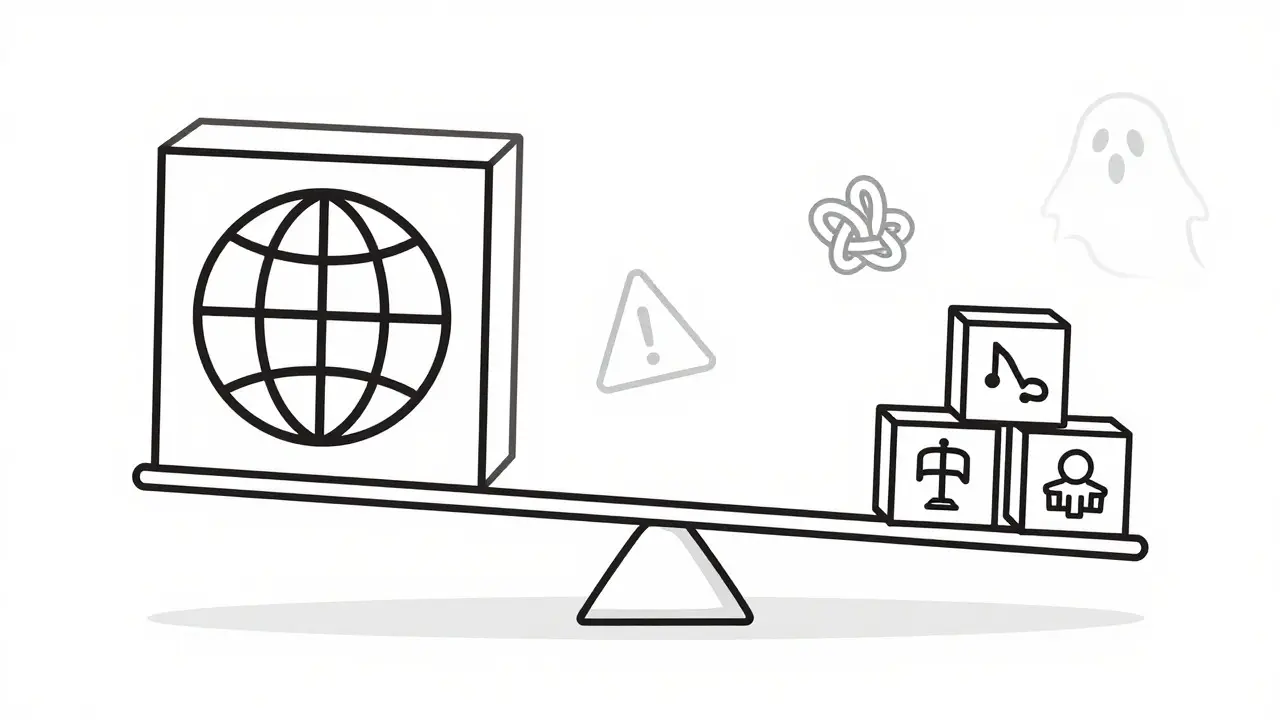 Illustration of a balanced scale weighing general vs specialized data