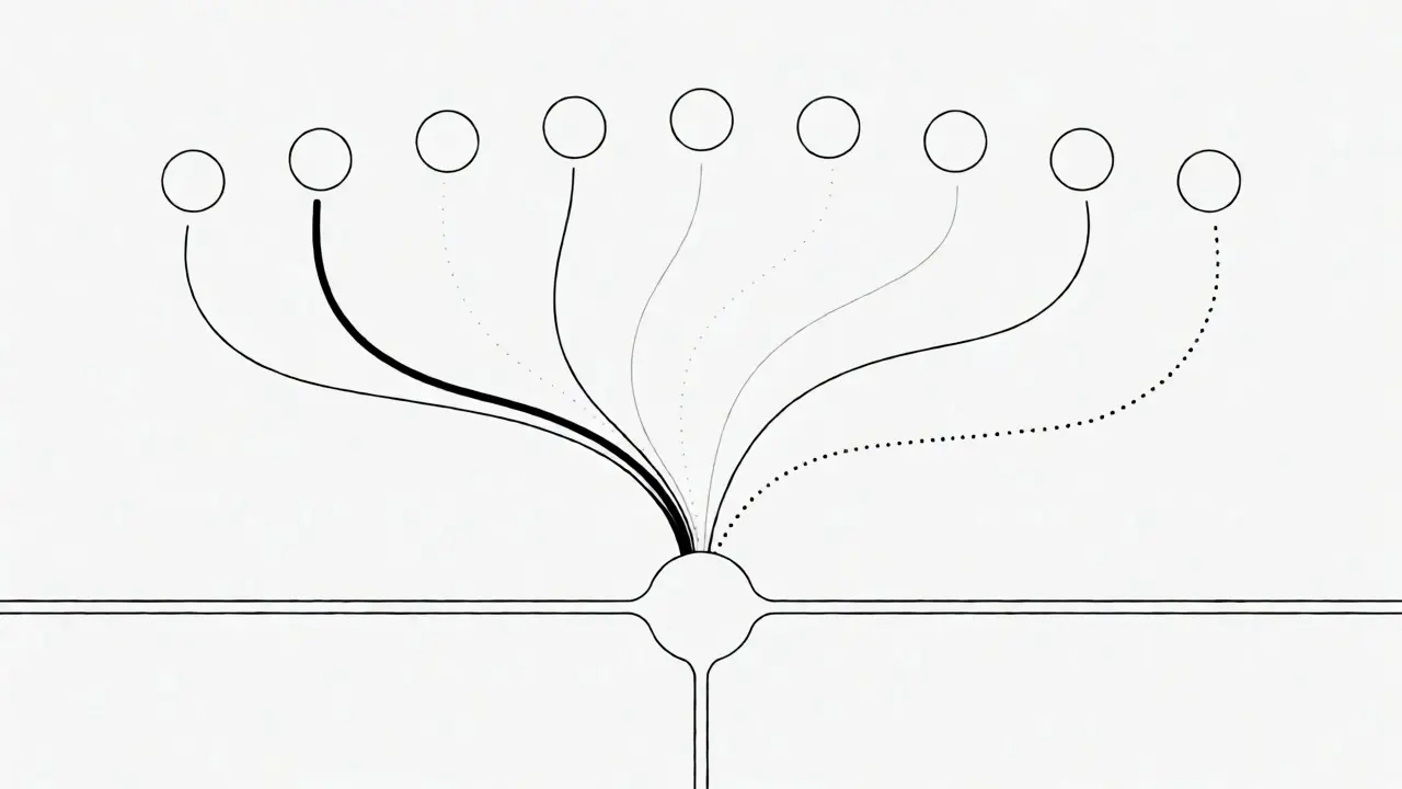 Abstract monoline art showing transformer attention weights connecting nodes.