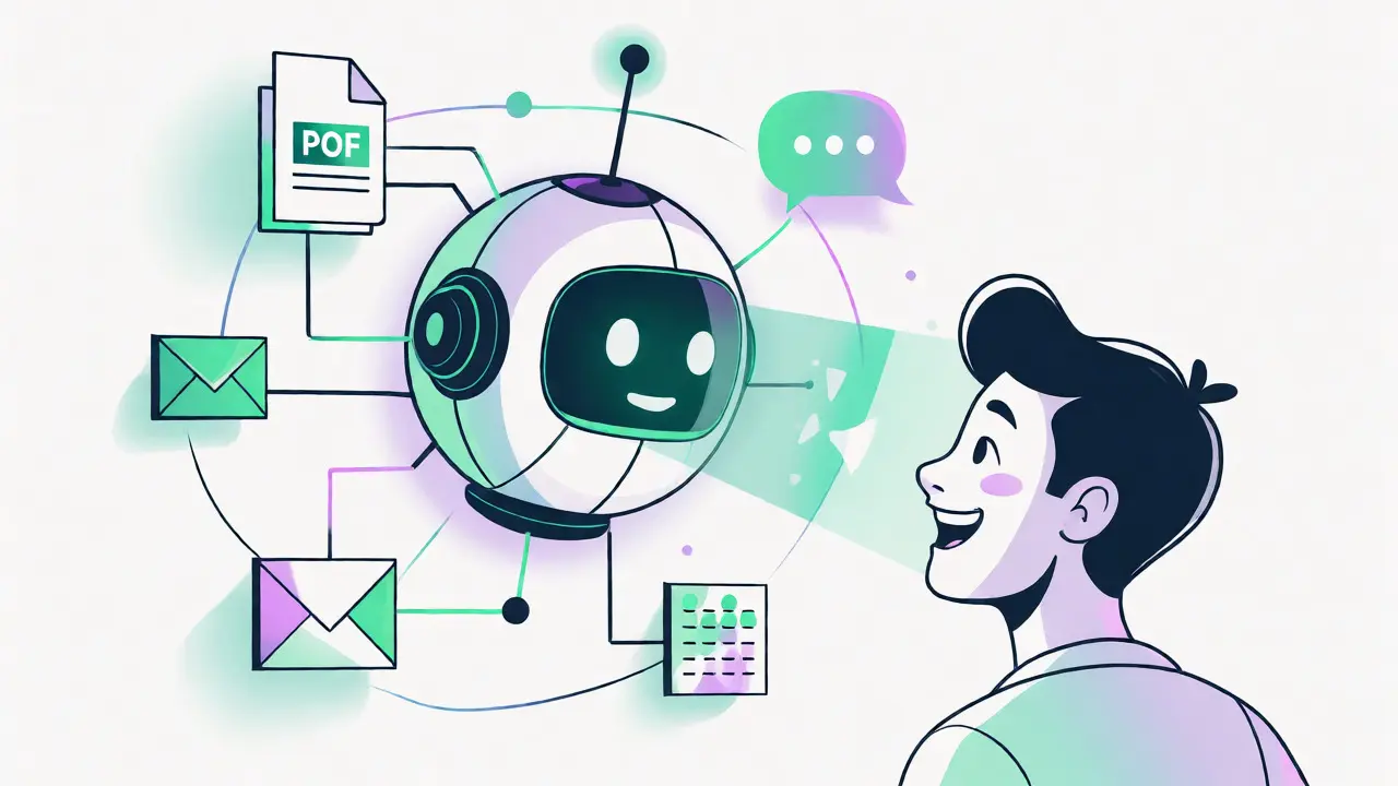 AI robot synthesizing data from multiple sources for a user
