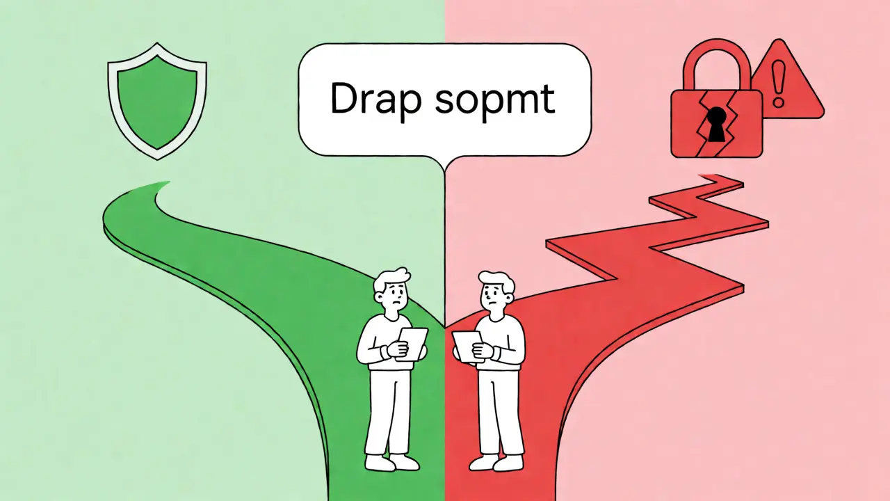 Split path showing secure versus vulnerable AI code outcomes
