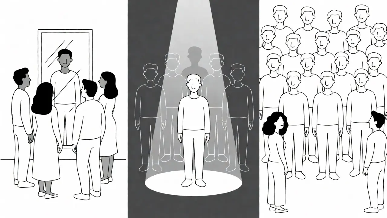 Three-panel monoline art depicting misrepresentation, underrepresentation, and overrepresentation in AI.