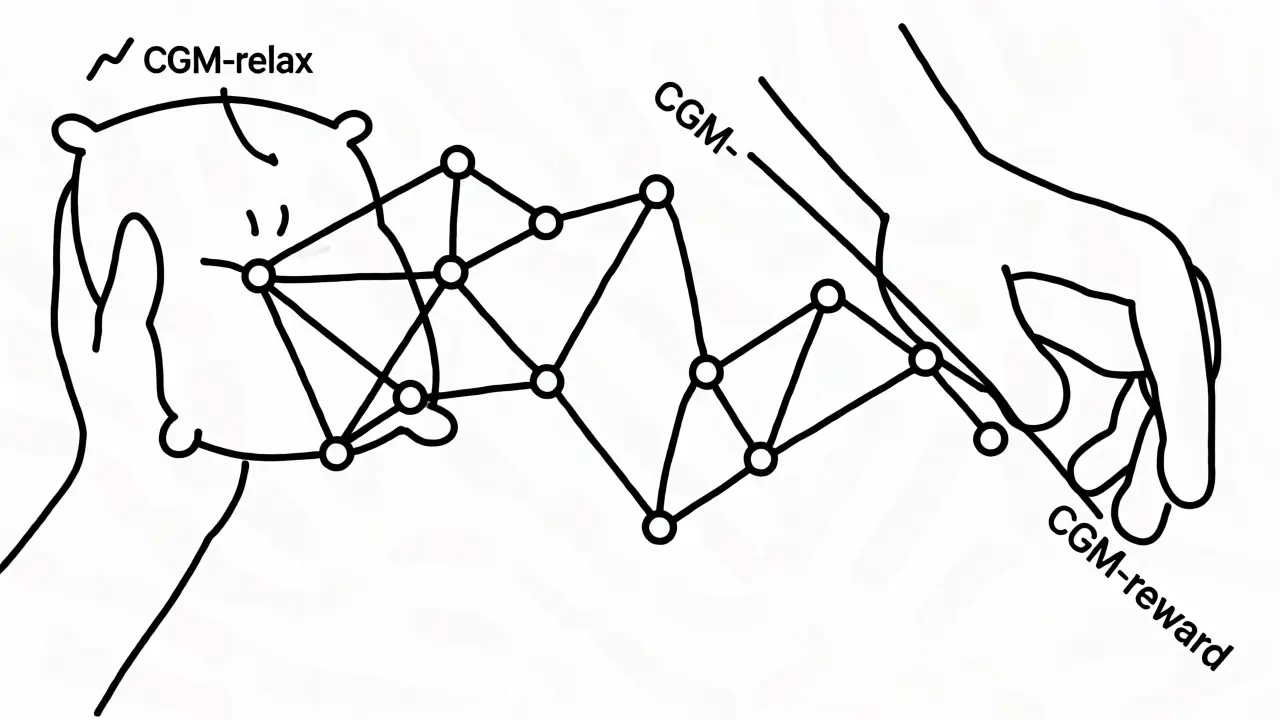 Abstract monoline illustration of hands guiding a neural network for calibration.