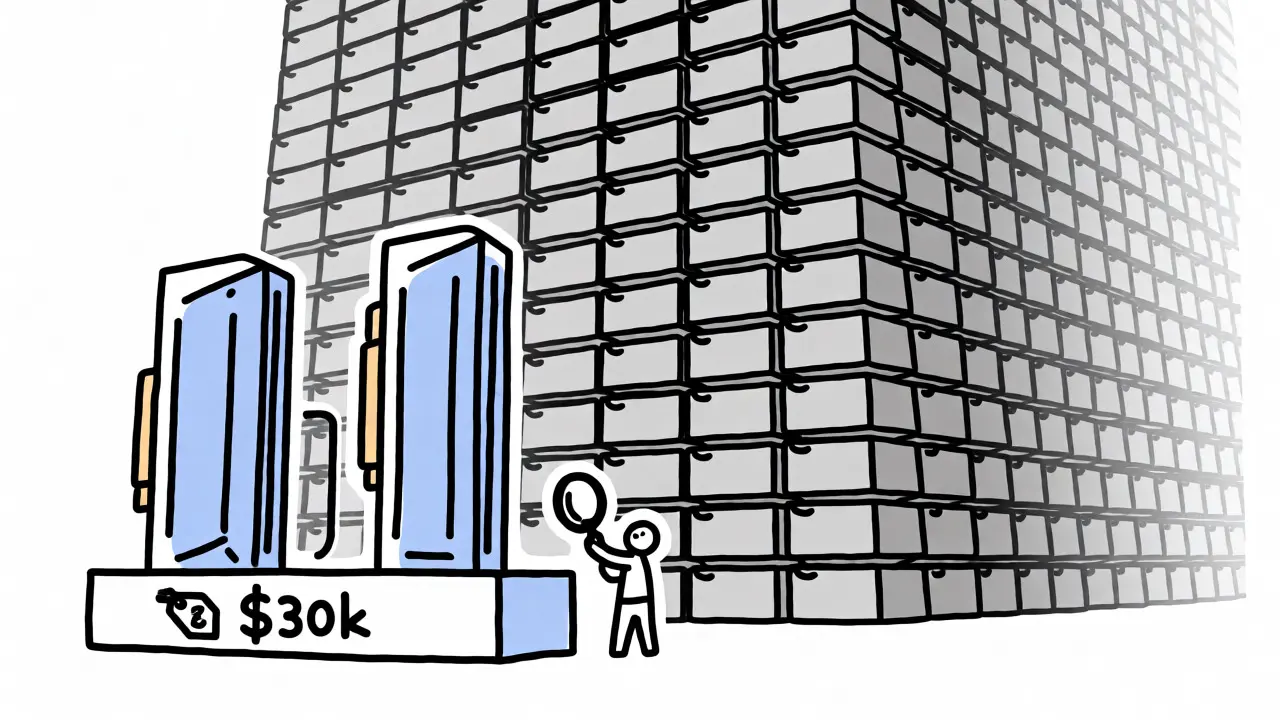 Illustration comparing efficient dual-GPU setups against massive enterprise GPU clusters.