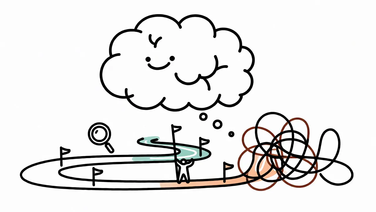 Illustration of a training path with an optimal stop flag before chaotic overfitting.