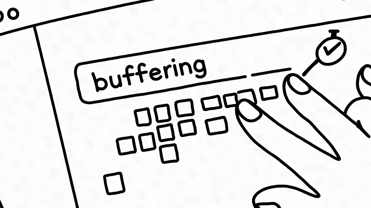 Illustration of frontend buffering where multiple tokens group before updating the UI to prevent lag.