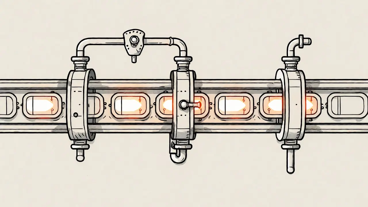 Schematic monoline drawing of an LSTM cell with gates controlling the flow of information on a conveyor belt.